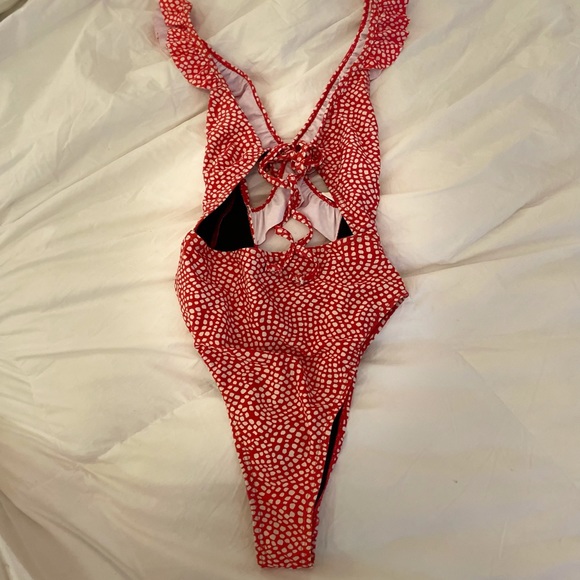 Nasty Gal Red Dotted One Piece Swimsuit -- XS | 0 - Picture 6 of 13